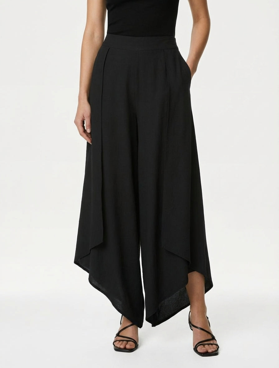 Pantalon ample à bords asymétriques - Nero