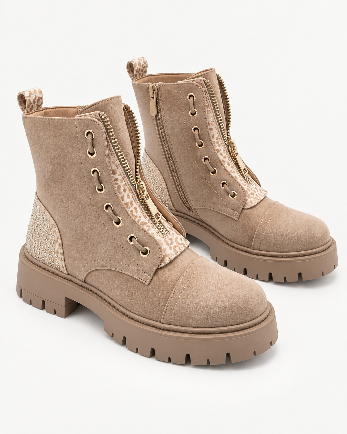 Jada Chunky Stivali con lacci - Beige
