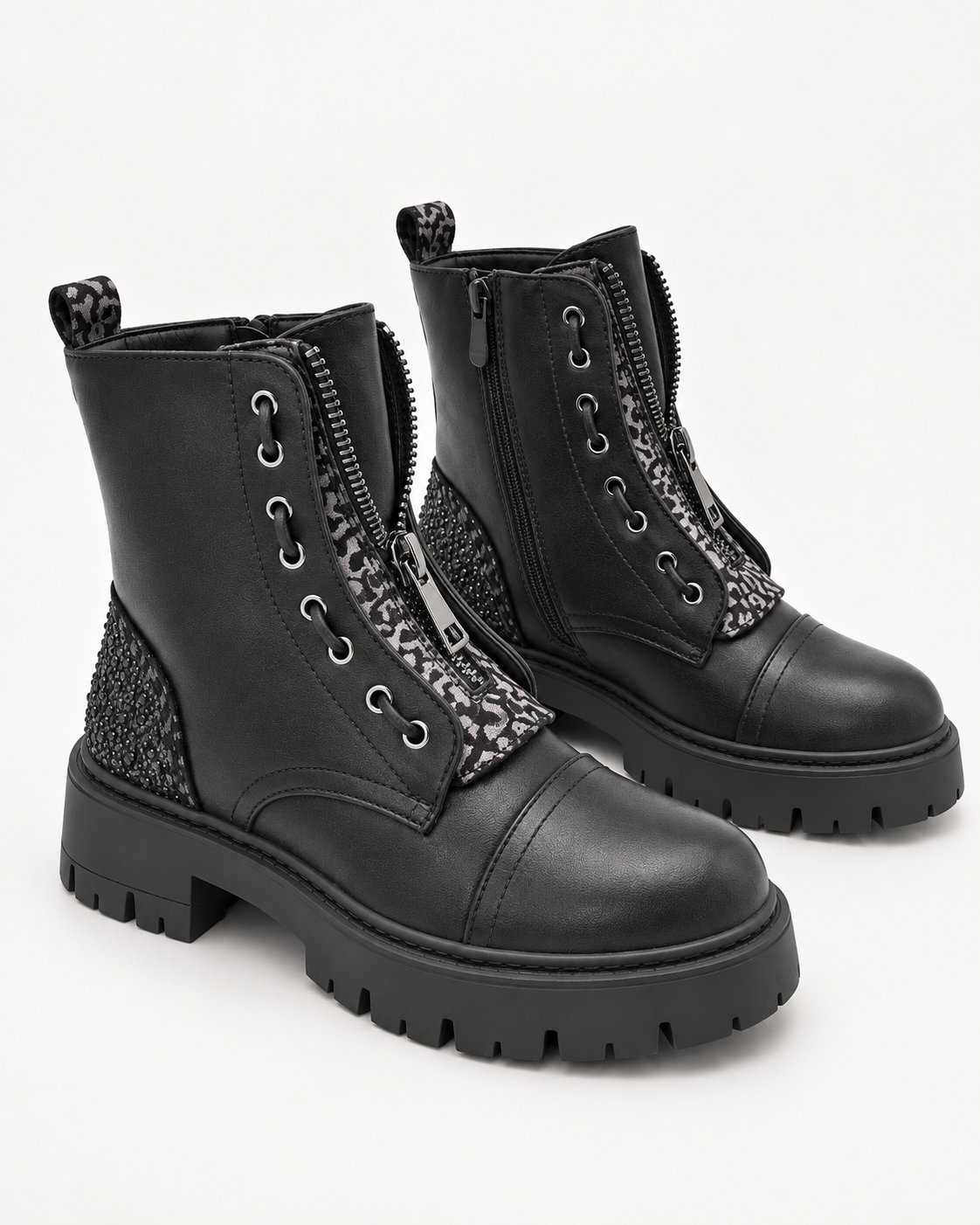 Jada Chunky Stivali con lacci - Nero