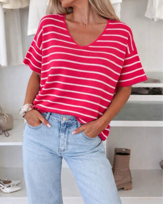 Oversized Streep Camicia met V-hals