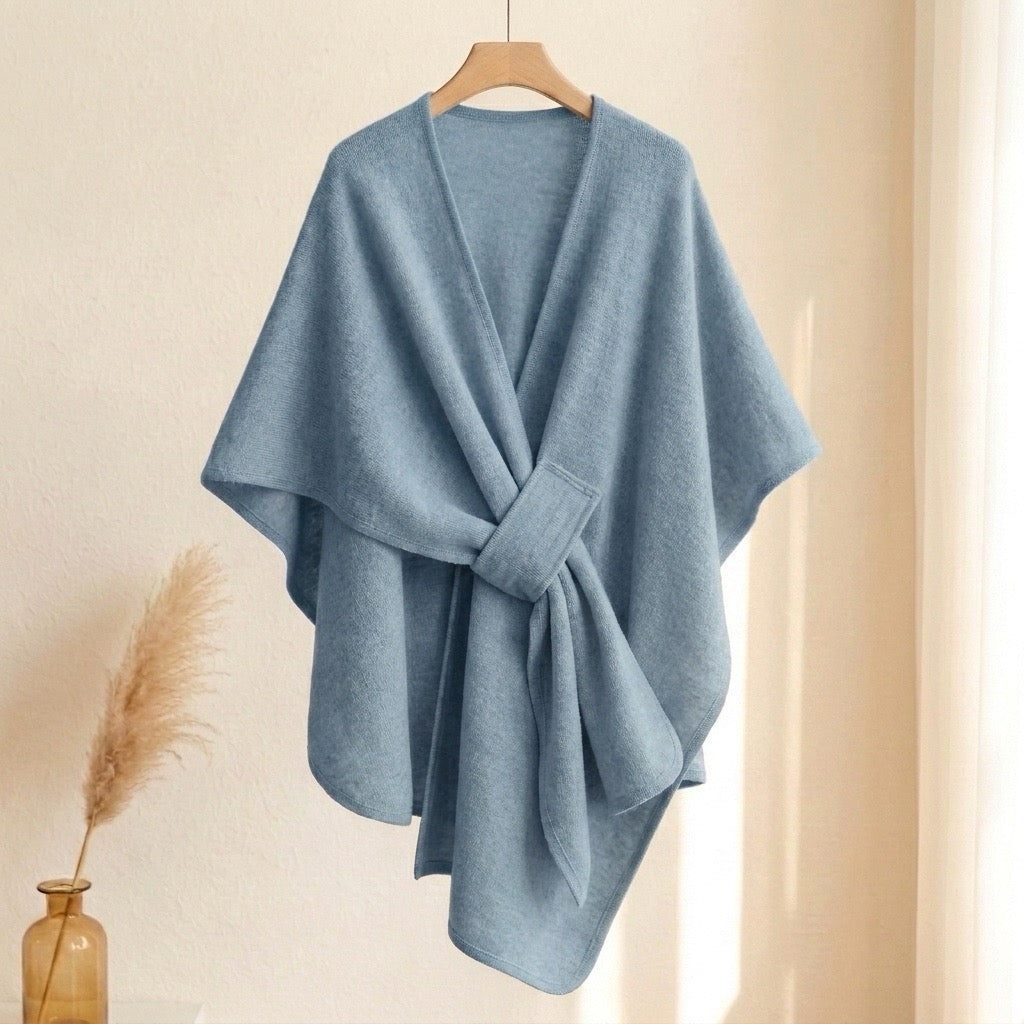Brisae Bellini - Poncho-sciarpa lunga in misto lana