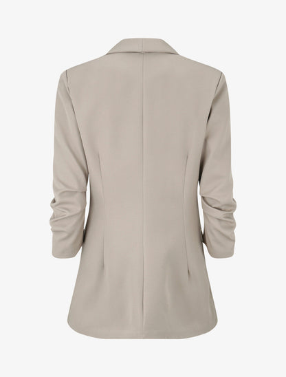Blazer uni à manches froncées - Beige