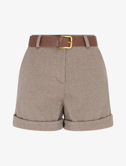 Short à revers imprimé chevron - Beige