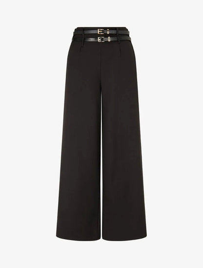 Pantalon wide leg à double ceintures - Nero
