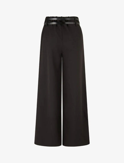 Pantalon wide leg à double ceintures - Nero