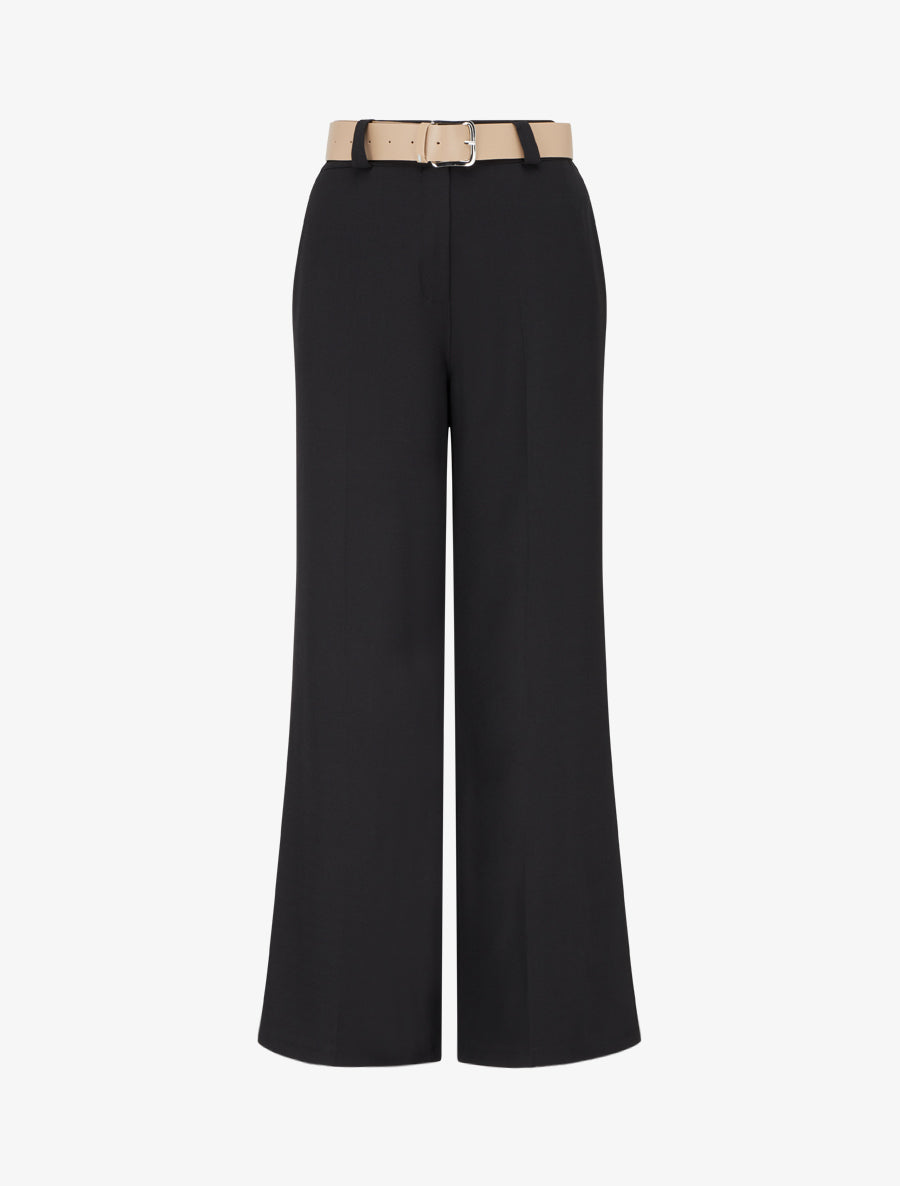 Pantalone dritto tinta unita elasticizzato - Nero - Brisae Bellini