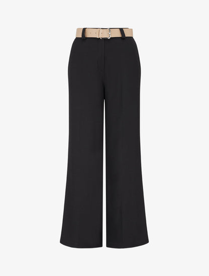 Pantalone dritto tinta unita elasticizzato - Nero - Brisae Bellini