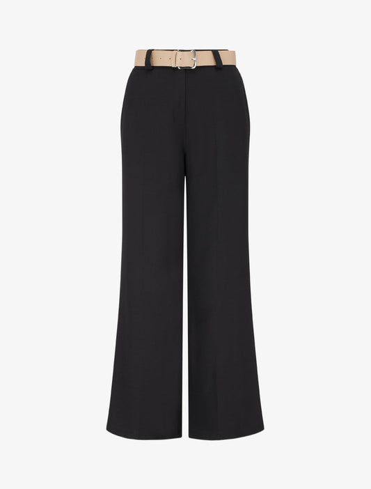 Pantalone dritto tinta unita elasticizzato - Nero - Brisae Bellini