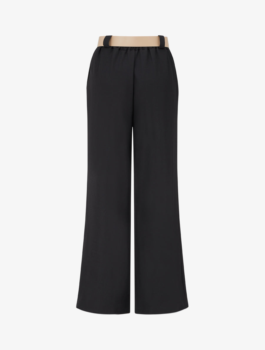 Pantalone dritto tinta unita elasticizzato - Nero - Brisae Bellini