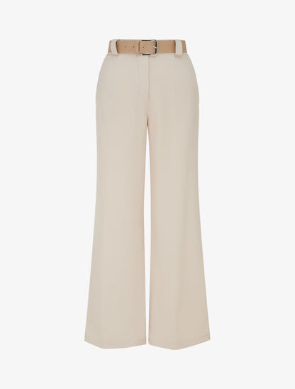 Pantalone dritto tinta unita elasticizzato - Beige - Brisae Bellini