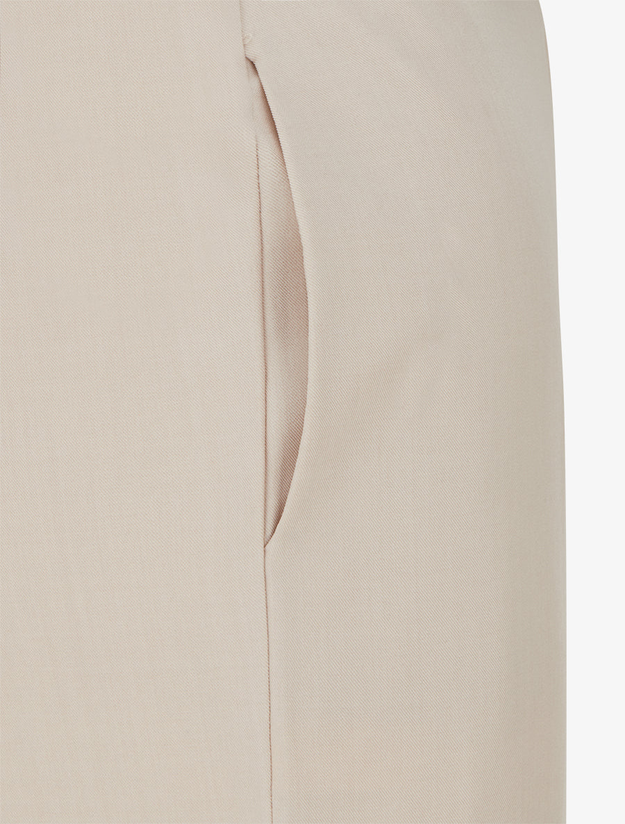 Pantalone dritto tinta unita elasticizzato - Beige - Brisae Bellini