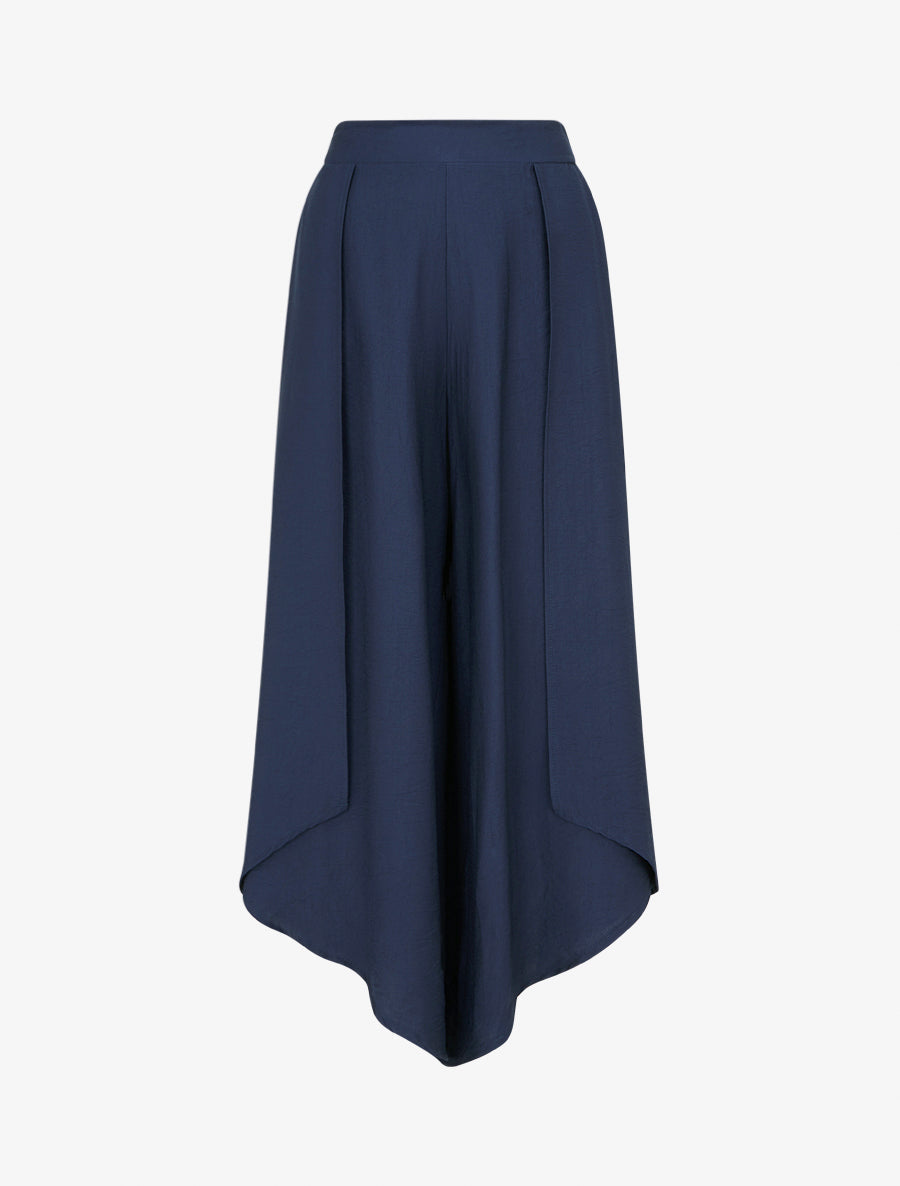 Pantalon ample à bords asymétriques - Marine