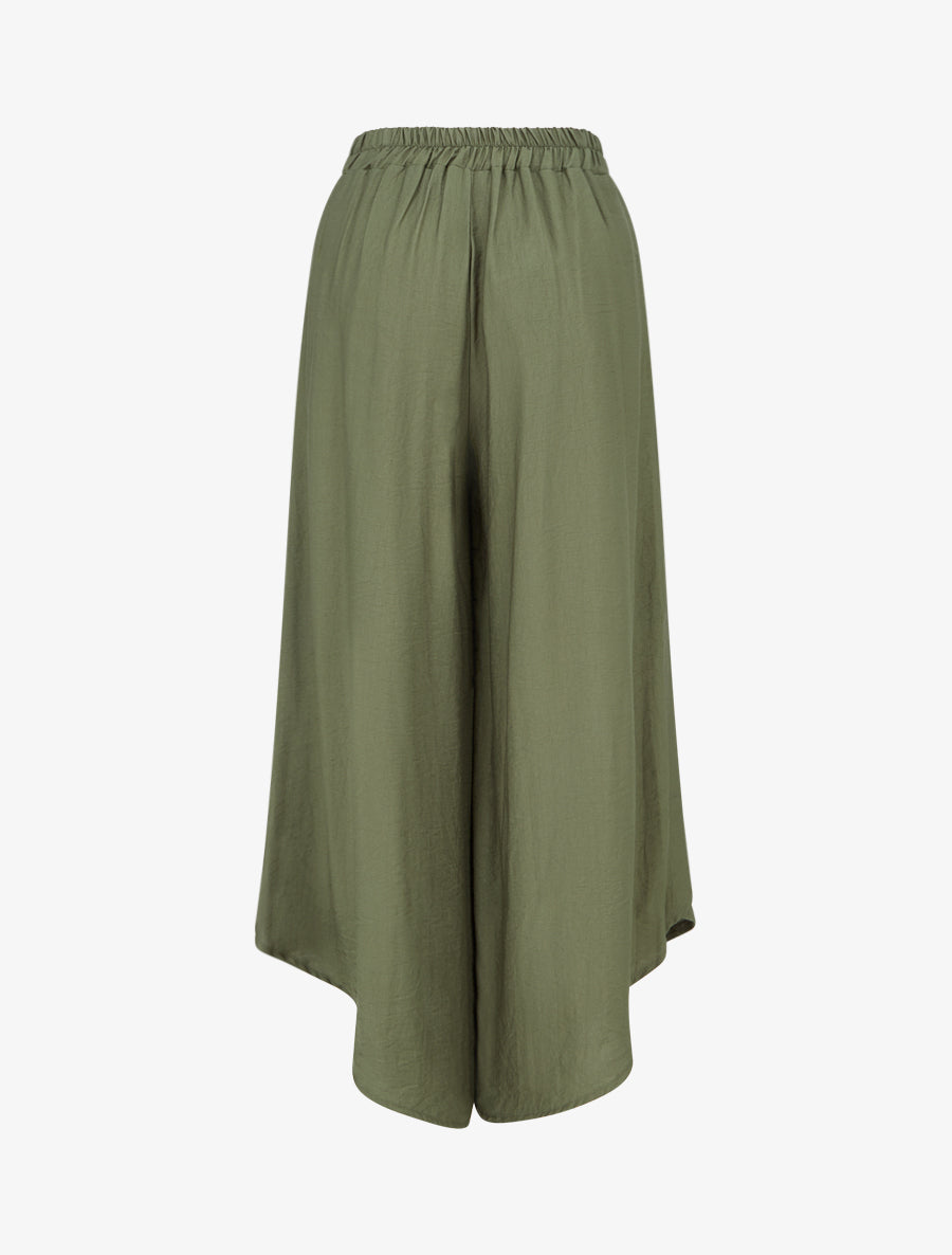 Pantalon ample à bords asymétriques - Kaki