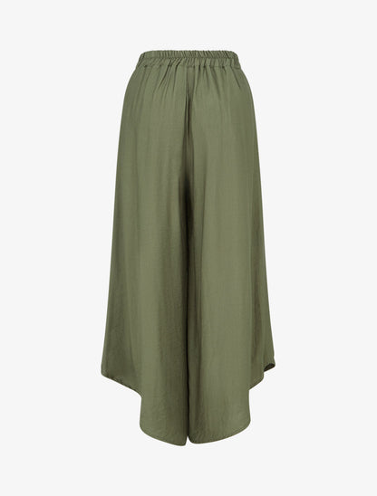 Pantalon ample à bords asymétriques - Kaki