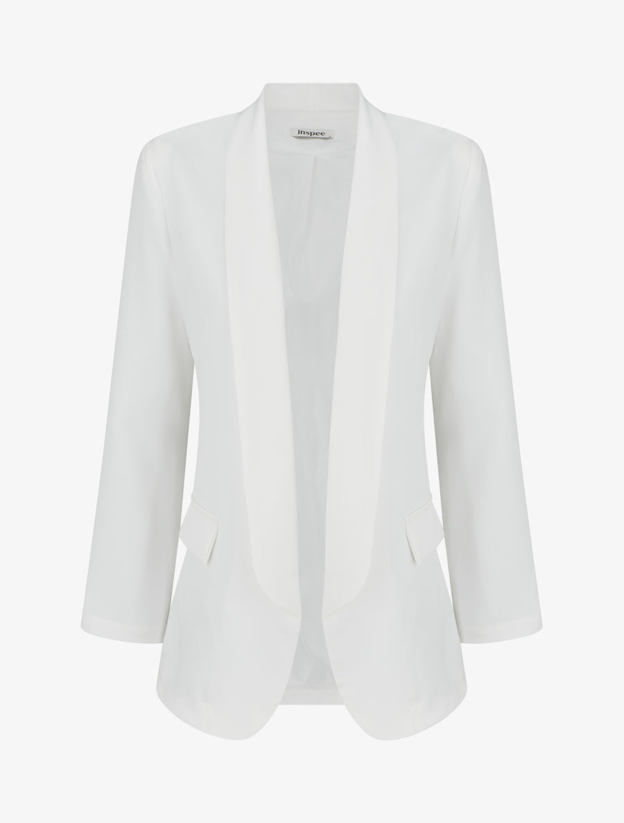 Blazer tinta unita a maniche lunghe - Bianco