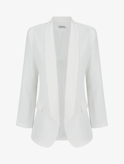 Blazer tinta unita a maniche lunghe - Bianco