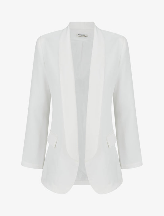 Blazer tinta unita a maniche lunghe - Bianco