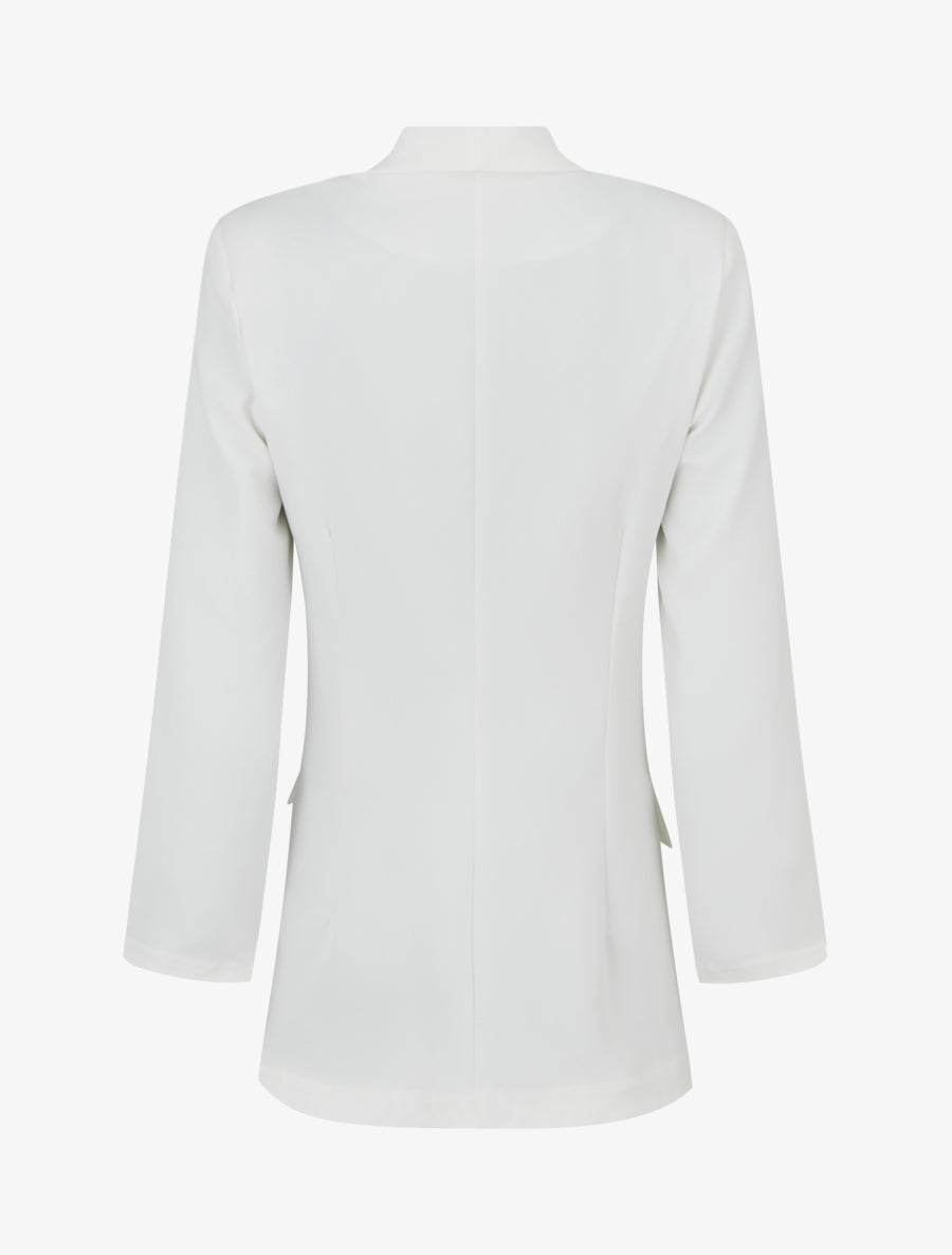 Blazer tinta unita a maniche lunghe - Bianco