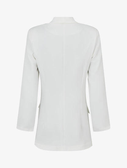 Blazer tinta unita a maniche lunghe - Bianco