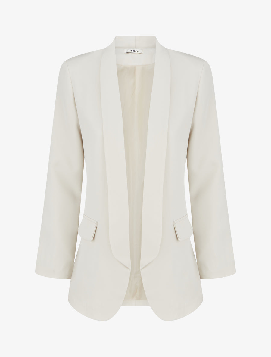 Blazer tinta unita a maniche lunghe - Beige