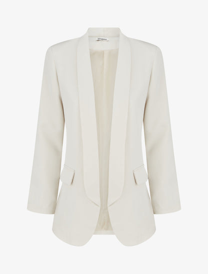 Blazer tinta unita a maniche lunghe - Beige