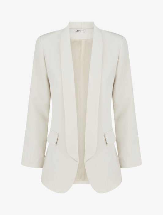 Blazer tinta unita a maniche lunghe - Beige