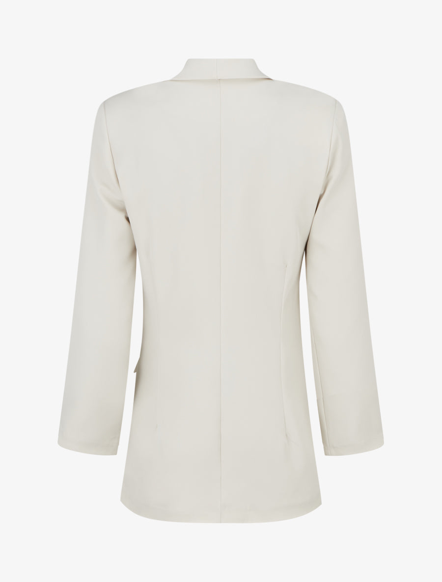 Blazer tinta unita a maniche lunghe - Beige