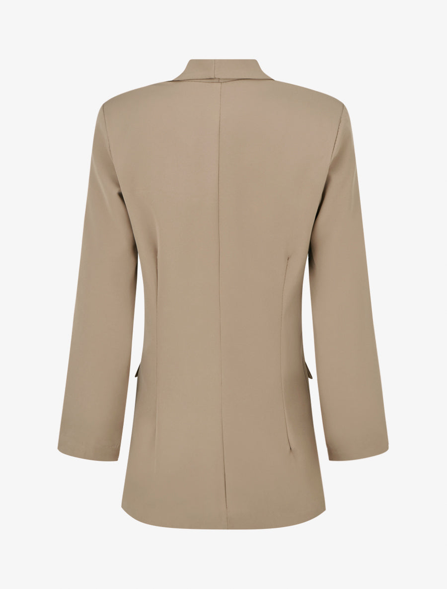 Blazer tinta unita a maniche lunghe - Taupe
