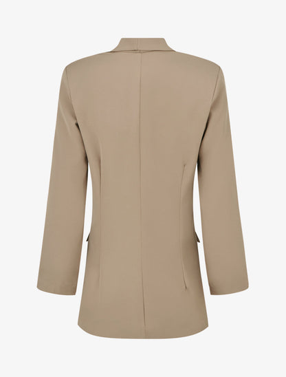 Blazer tinta unita a maniche lunghe - Taupe