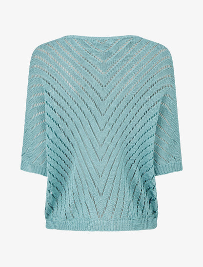 Maglione in maglia leggera con scollo a V - Turchese