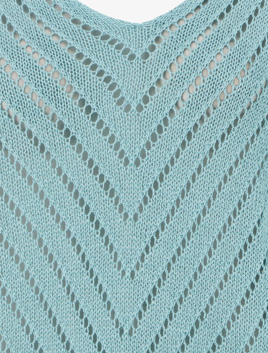 Maglione in maglia leggera con scollo a V - Turchese