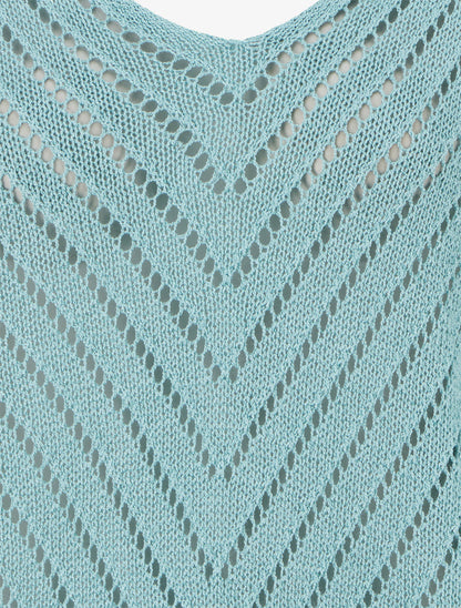 Maglione in maglia leggera con scollo a V - Turchese