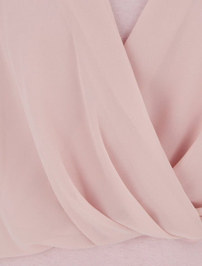 Top tinta unita con maniche a volant - Rosa antico - Brisae Bellini