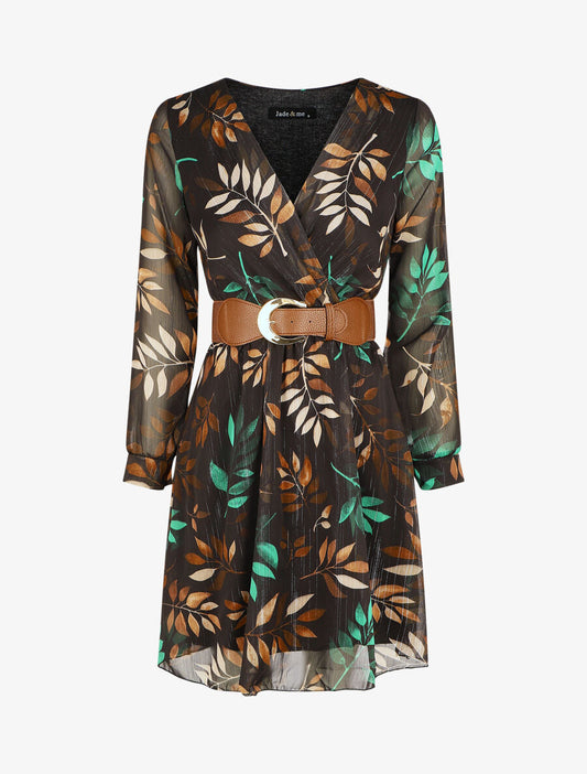 Robe élastiquée à imprimé graphique - Noir/vert