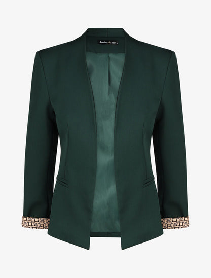 Blazer uni à revers imprimé alphabet - Vert sapin