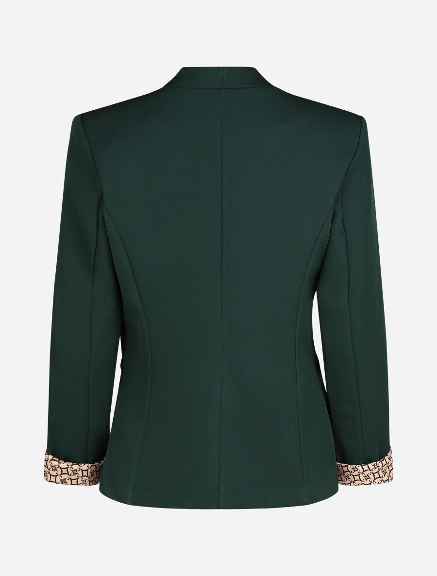 Blazer uni à revers imprimé alphabet - Vert sapin