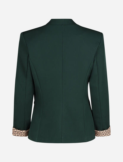 Blazer uni à revers imprimé alphabet - Vert sapin
