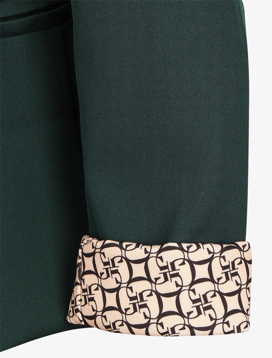 Blazer uni à revers imprimé alphabet - Vert sapin