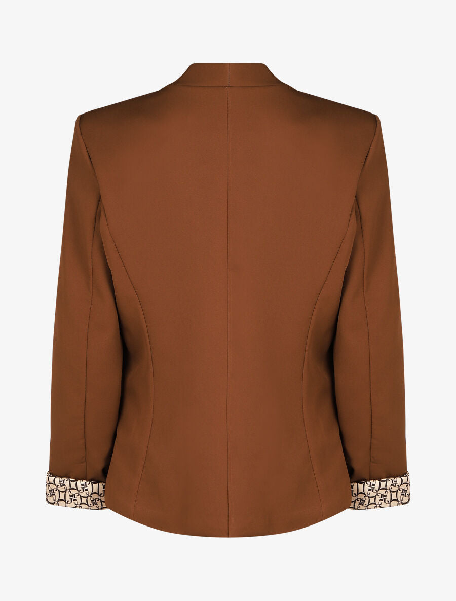 Blazer uni à revers imprimé alphabet - Marron