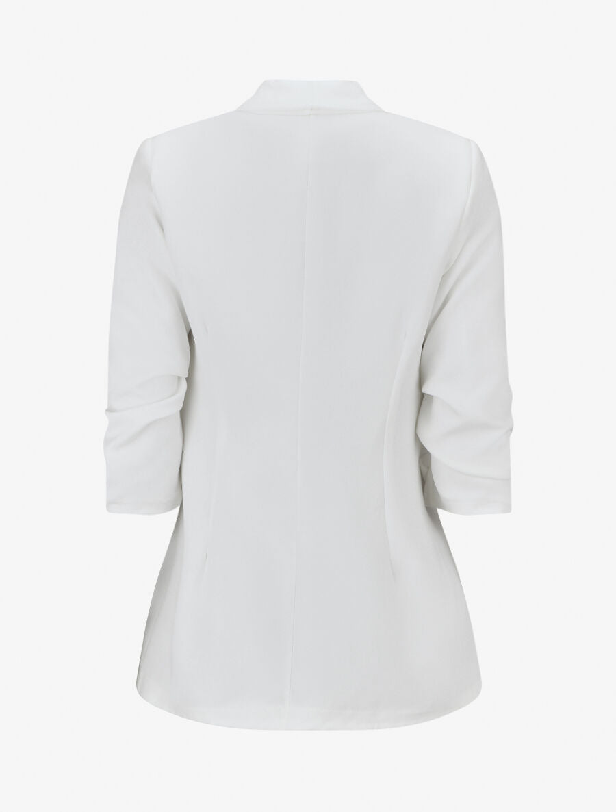 Blazer tinta unita con maniche arricciate - Bianco - Brisae Bellini