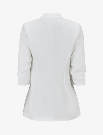 Blazer tinta unita con maniche arricciate - Bianco - Brisae Bellini