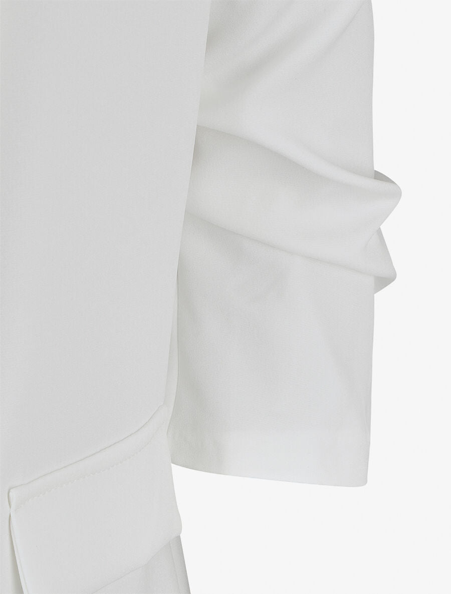 Blazer tinta unita con maniche arricciate - Bianco - Brisae Bellini