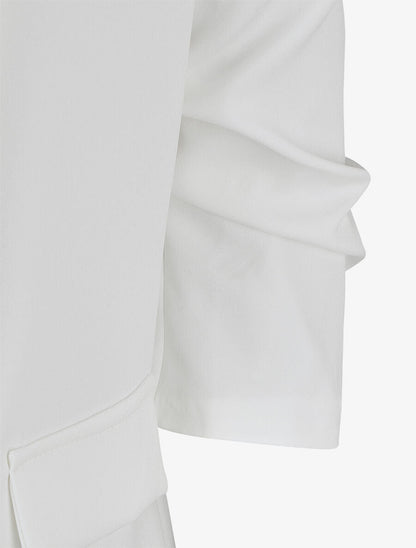 Blazer tinta unita con maniche arricciate - Bianco - Brisae Bellini