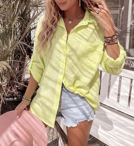 Oversized Stripe Camicetta Yellow
