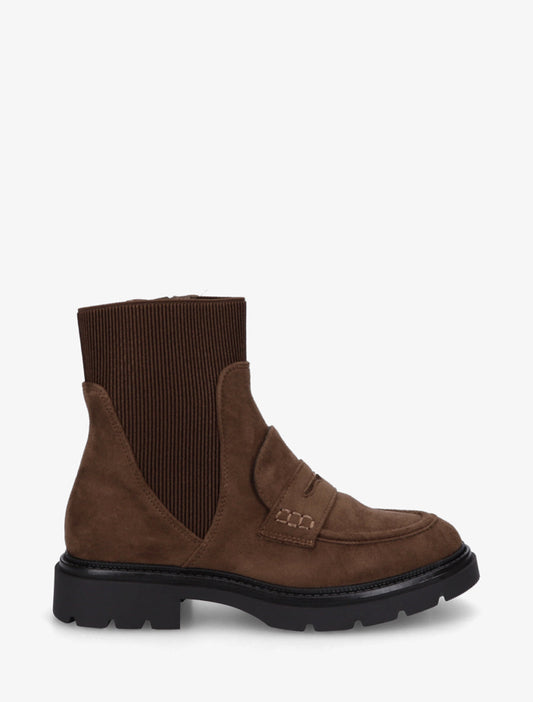 Stivaletti stile mocassino in scamosciato - Marrone