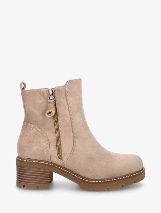 Stivaletti con tacco in scamosciato - Taupe