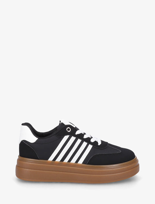Sneakers platform con bande a contrasto - Nero