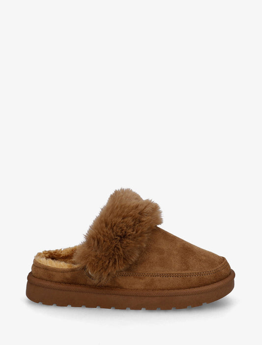 Mule piatte foderate - Camel