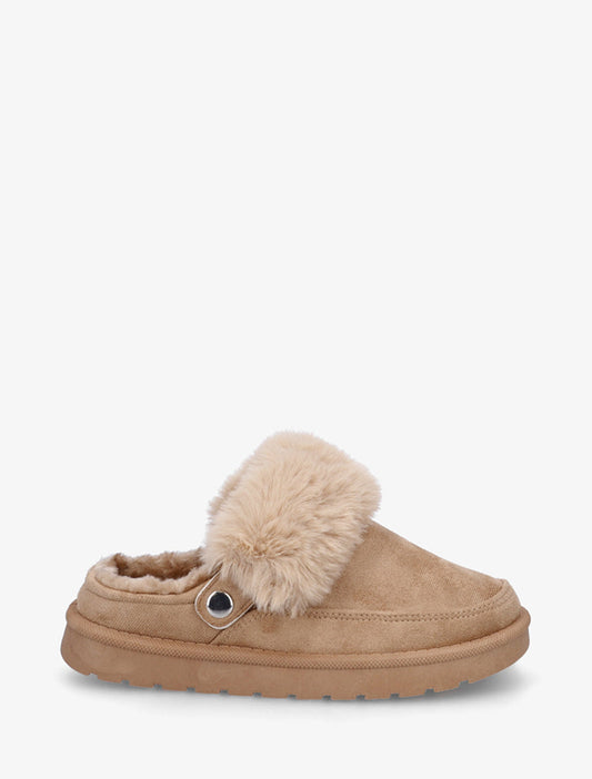 Mule piatte foderate - Beige scuro