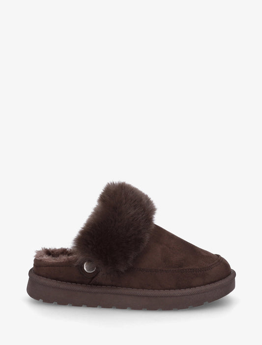 Mule piatte foderate - Marrone